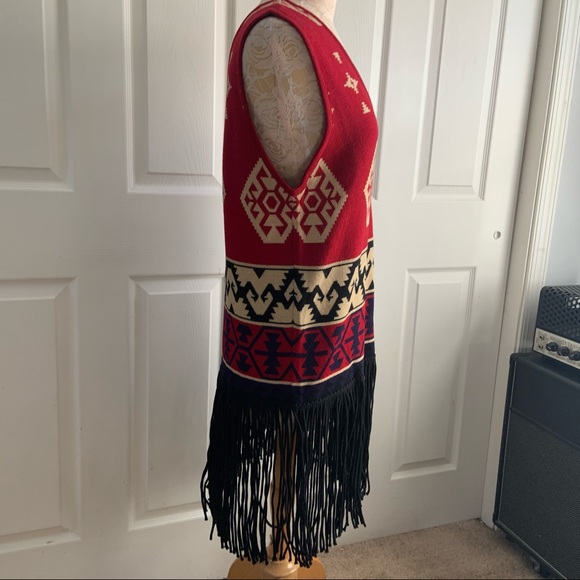 Andrea Jovine VTG 80s Wool Fringe Sweater Dress - Picture 6 of 8